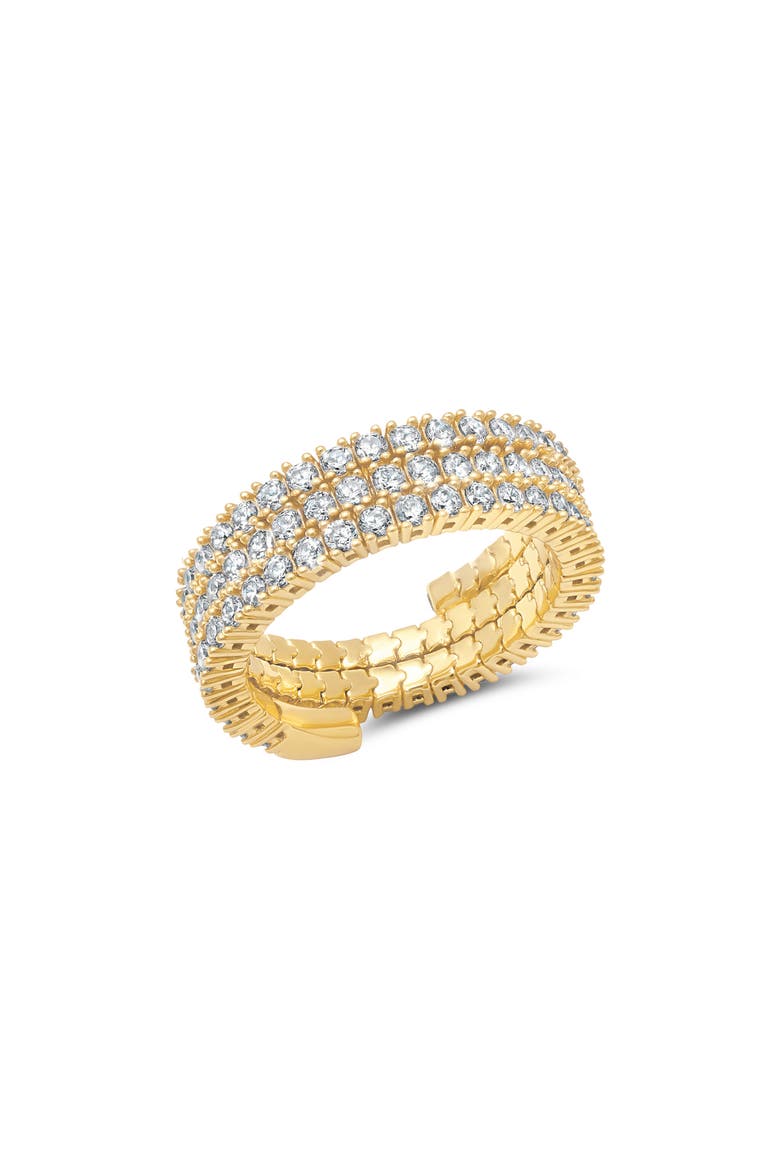 Three Row Cubic Zirconia Band Ring, Main, color, 18KYG/ CLEAR STONE