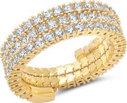 Crislu Three Row Cubic Zirconia Band Ring