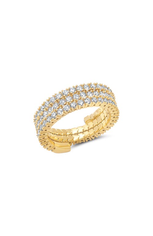 Crislu Three Row Cubic Zirconia Band Ring In Gold