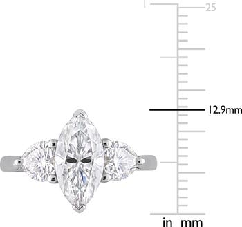 Moissanite Marquise Heart 3-Stone Ring