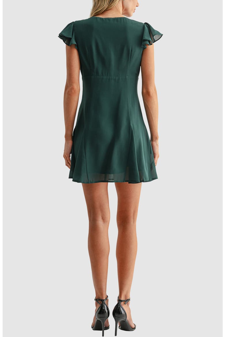 Flutter Sleeve Fit and Flare Minidress, Alternate, color, HUNTER GREEN