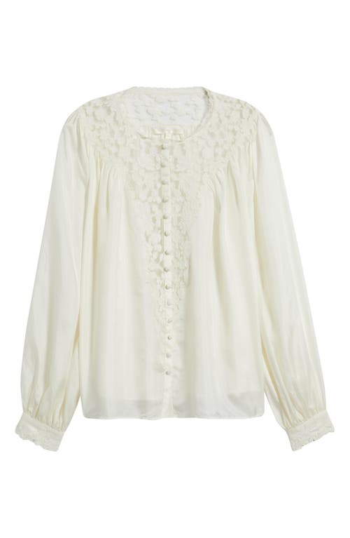 Loveshackfancy Carnie Lace Silk Shirt In White