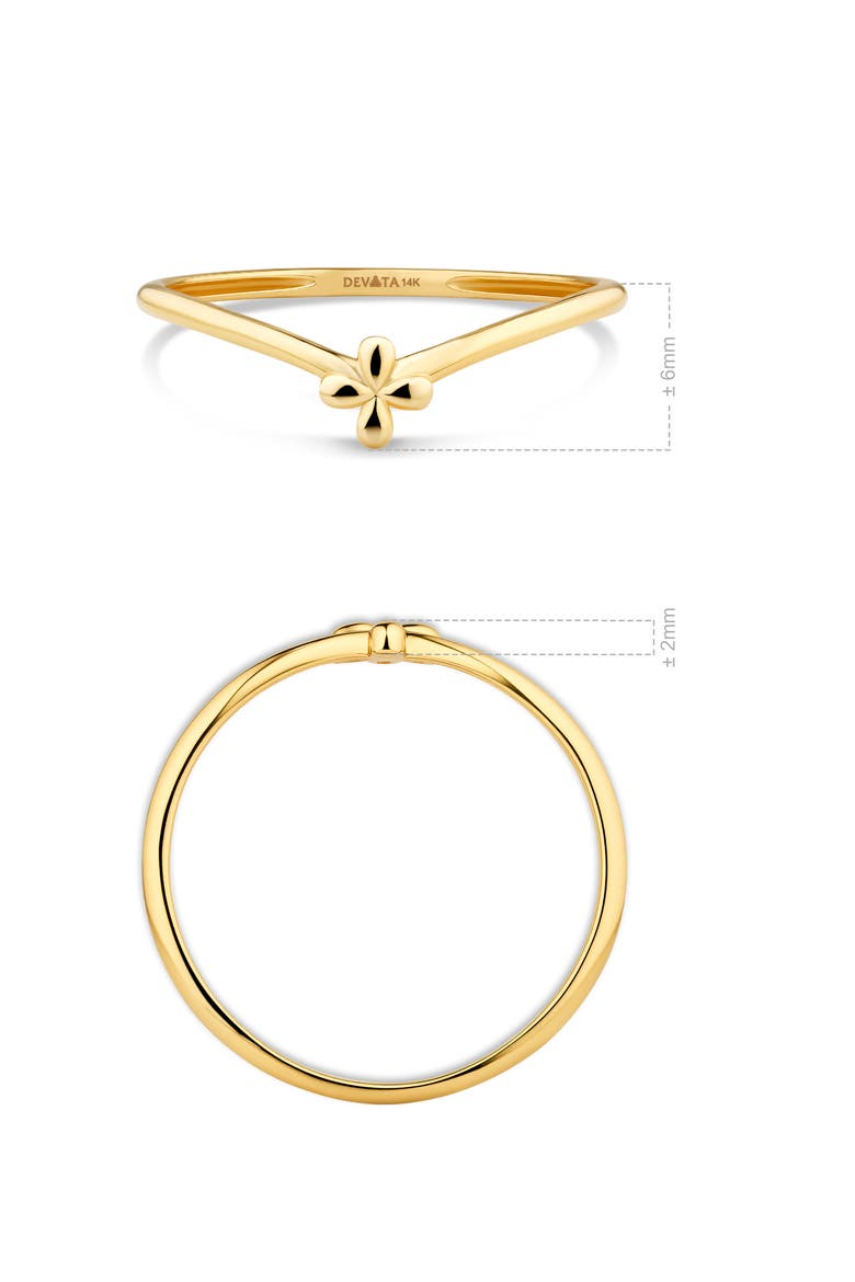 Clover on Chevron Ring in 14K Gold, Alternate, color, Yellow Gold