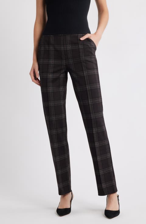 Plaid High Rise Pull-On Pants
