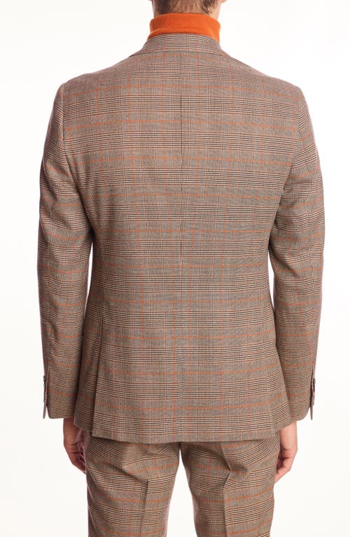 Paisley & Gray Dover Slim Fit Orange Glen Plaid Blazer In Brown