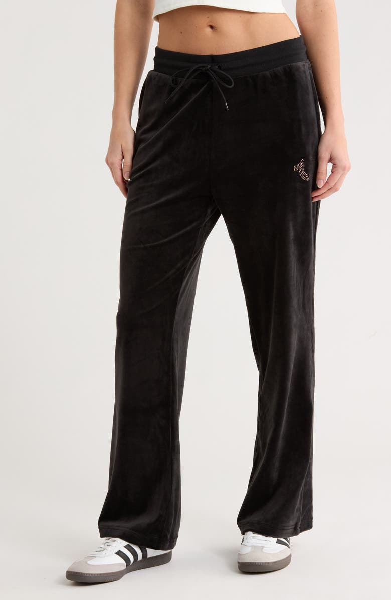 True Religion Velour Straight Leg Pants, Main, color, Jet Black