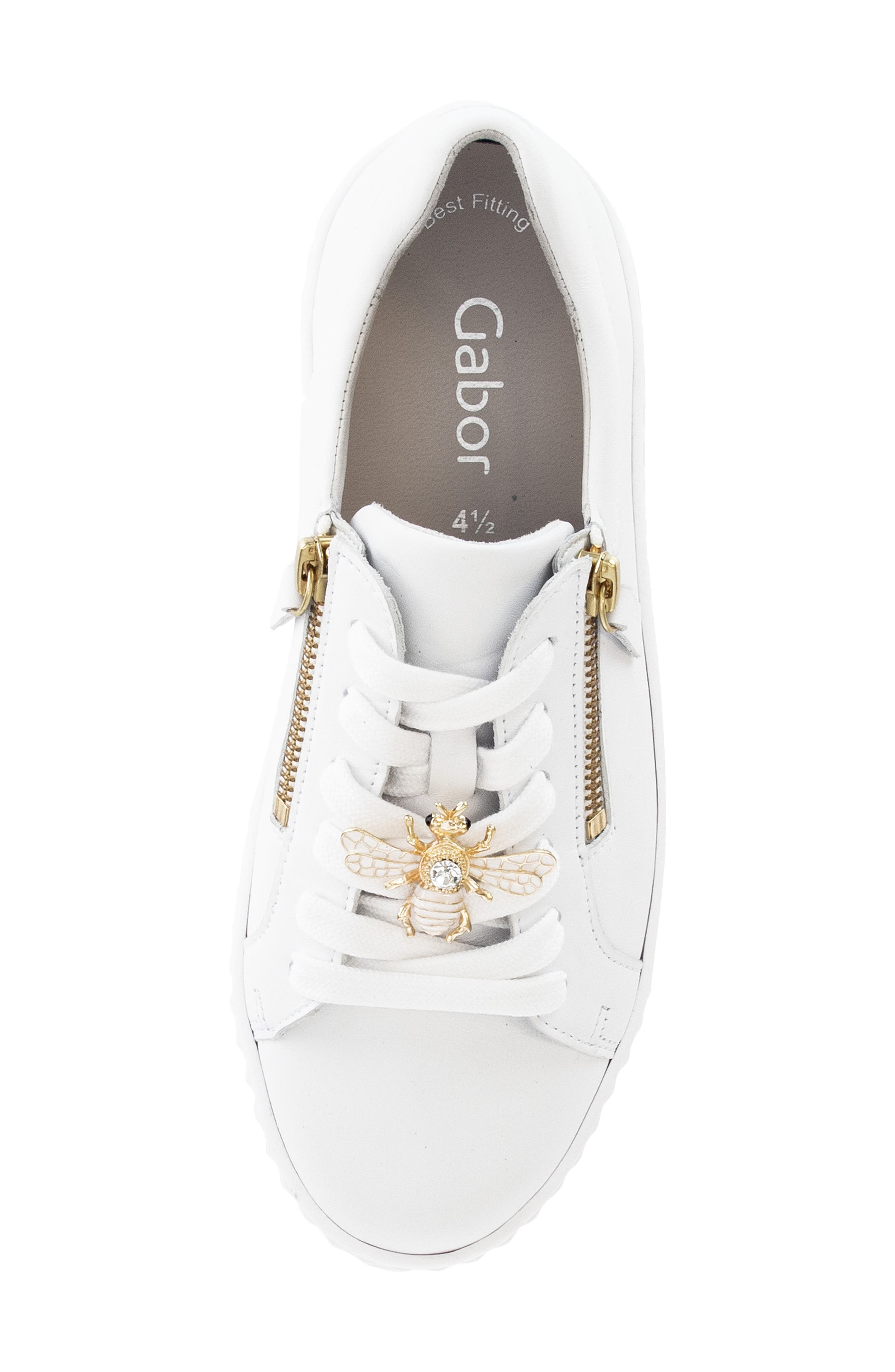 Platform Zip Sneaker, Alternate, color, WHITE/ GOLD