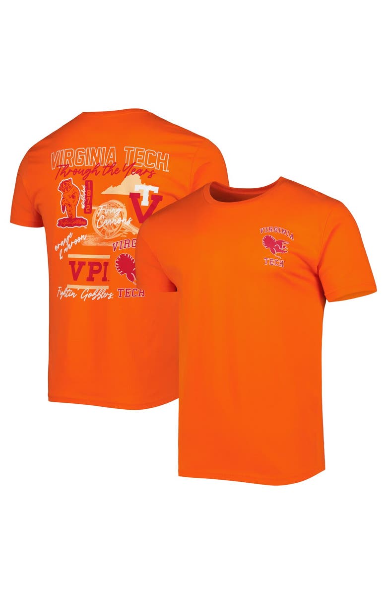 IMAGE ONE Men's Orange Virginia Tech Hokies Vintage Through the Years 2-Hit T-Shirt, Main, color, 