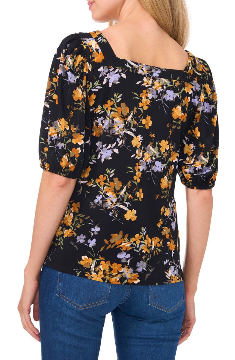 CeCe Floral Print Puff Sleeve Top, Alternate, color, 