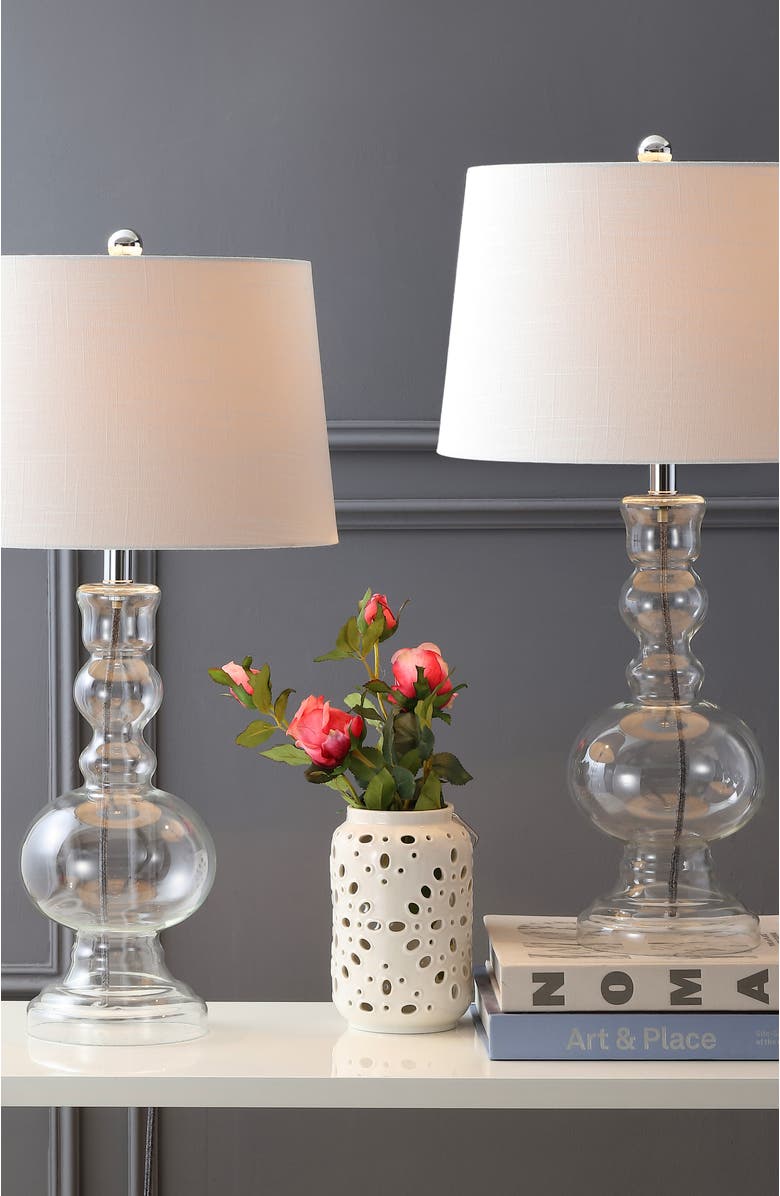 JONATHAN Y Genie 28.5" Glass LED Table Lamp, Alternate, color, Clear