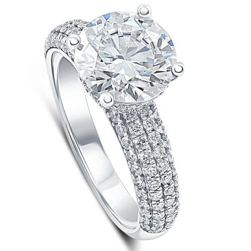 Bliss Diamond 4 Ct Pave Round Diamond Engagement Ring In 10k White Gold