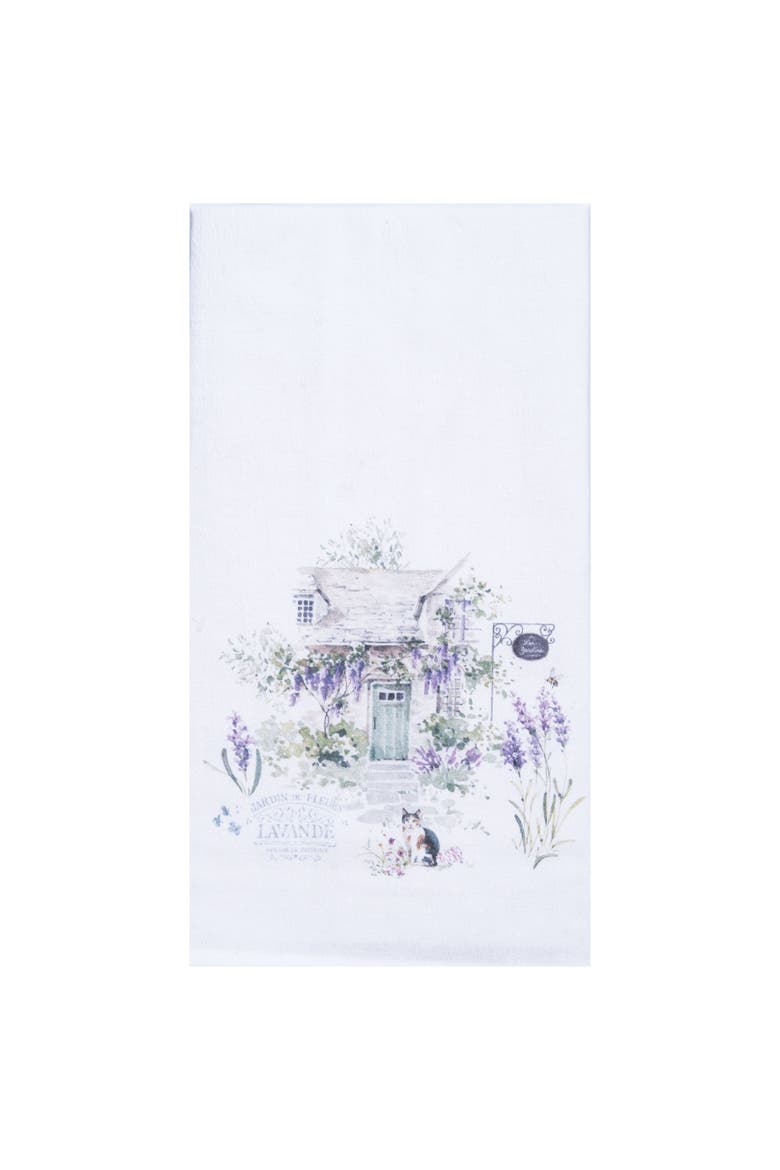 27" x 18" Lavender Cat Villa Jardin de Fleurs Kitchen and Bathroom Graphic Print Hand Towel, Main, color, Purple