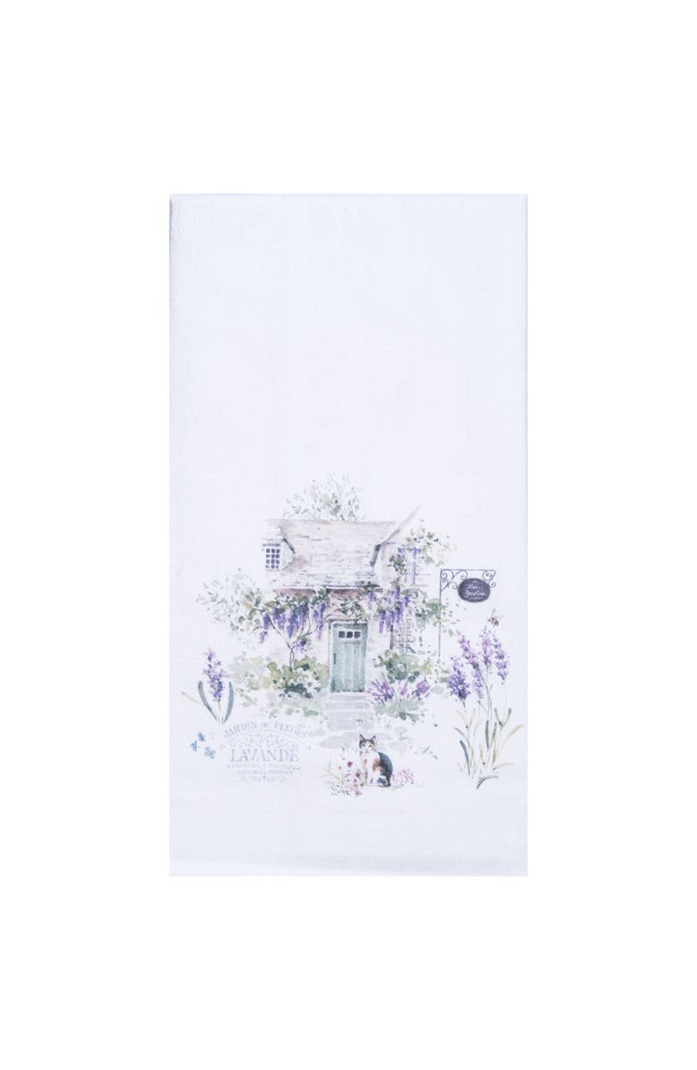 C&F Home 27" x 18" Lavender Cat Villa Jardin de Fleurs Kitchen and Bathroom Graphic Print Hand Towel, Main, color, Purple