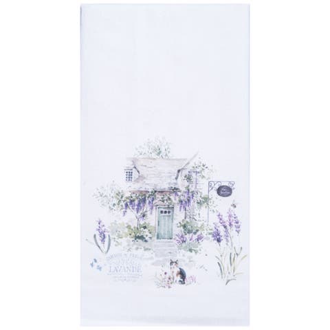 27" x 18" Lavender Cat Villa Jardin de Fleurs Kitchen and Bathroom Graphic Print Hand Towel