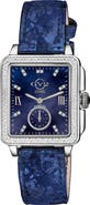 GV2 Gevril Bari Diamond Dial Leather Strap Watch, 37mm, .09 ctw