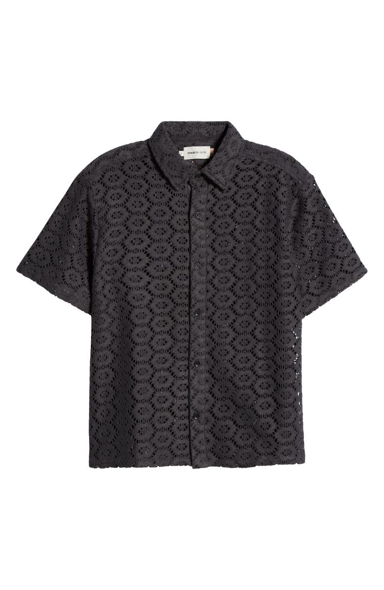 HONOR THE GIFT Open Stitch Short Sleeve Button-Up Shirt, Alternate, color,