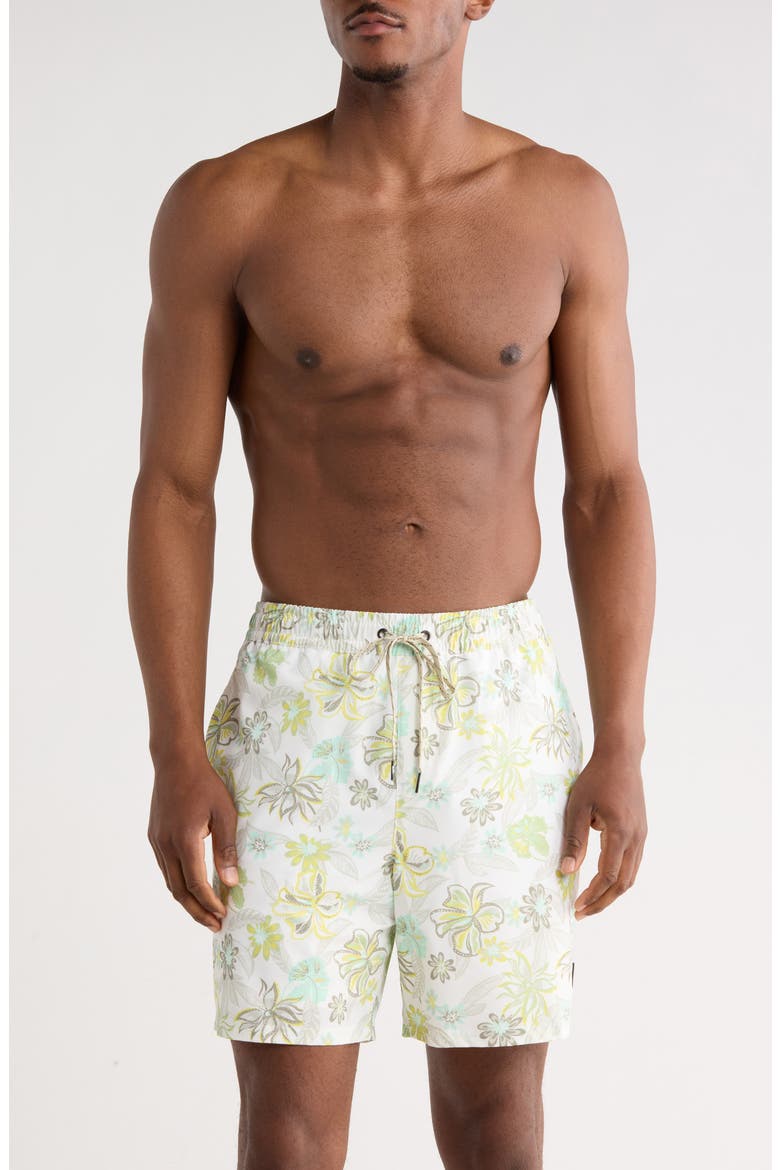 Vacancy Volley Swim Trunks, Main, color, WHITE