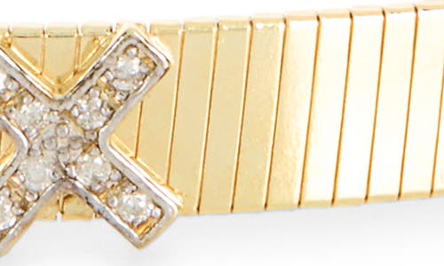 Meshmerise 'x' Diamond Ribbed Chain Bracelet In Yellow Gold
