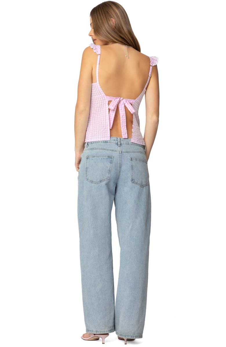 EDIKTED Jenson Backless Gingham Tank, Alternate, color, Pink