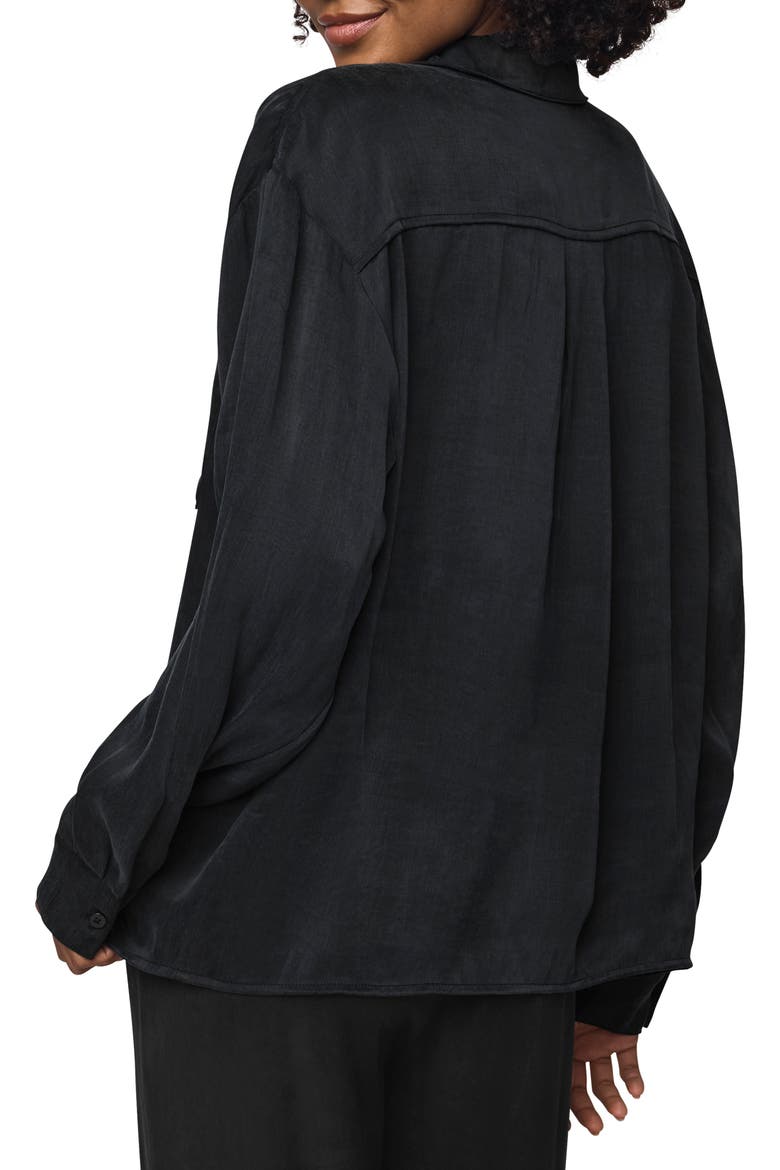 Serena Satin Shirt, Alternate, color, BLACK