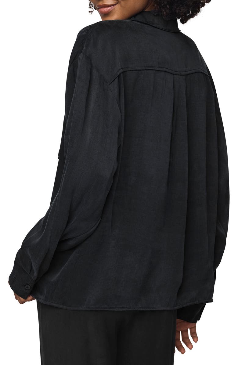 Splendid Serena Satin Shirt, Alternate, color, Black