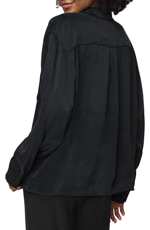 Splendid Serena Satin Shirt In Black