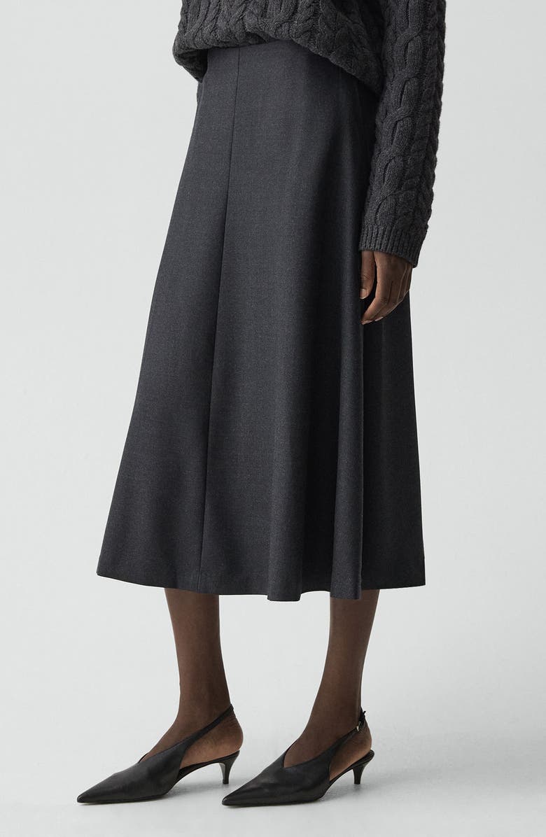 Theory A-Line Midi Skirt, Alternate, color, Charcoal Melange