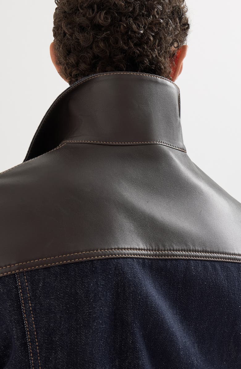 Brunello Cucinelli Paneled no-fade denim four-pocket jacket, Alternate, color, Blue