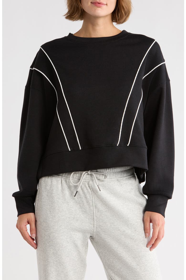 High Society Scuba Crop Sweatshirt, Main, color, BLACK/ WHITE PIPPING