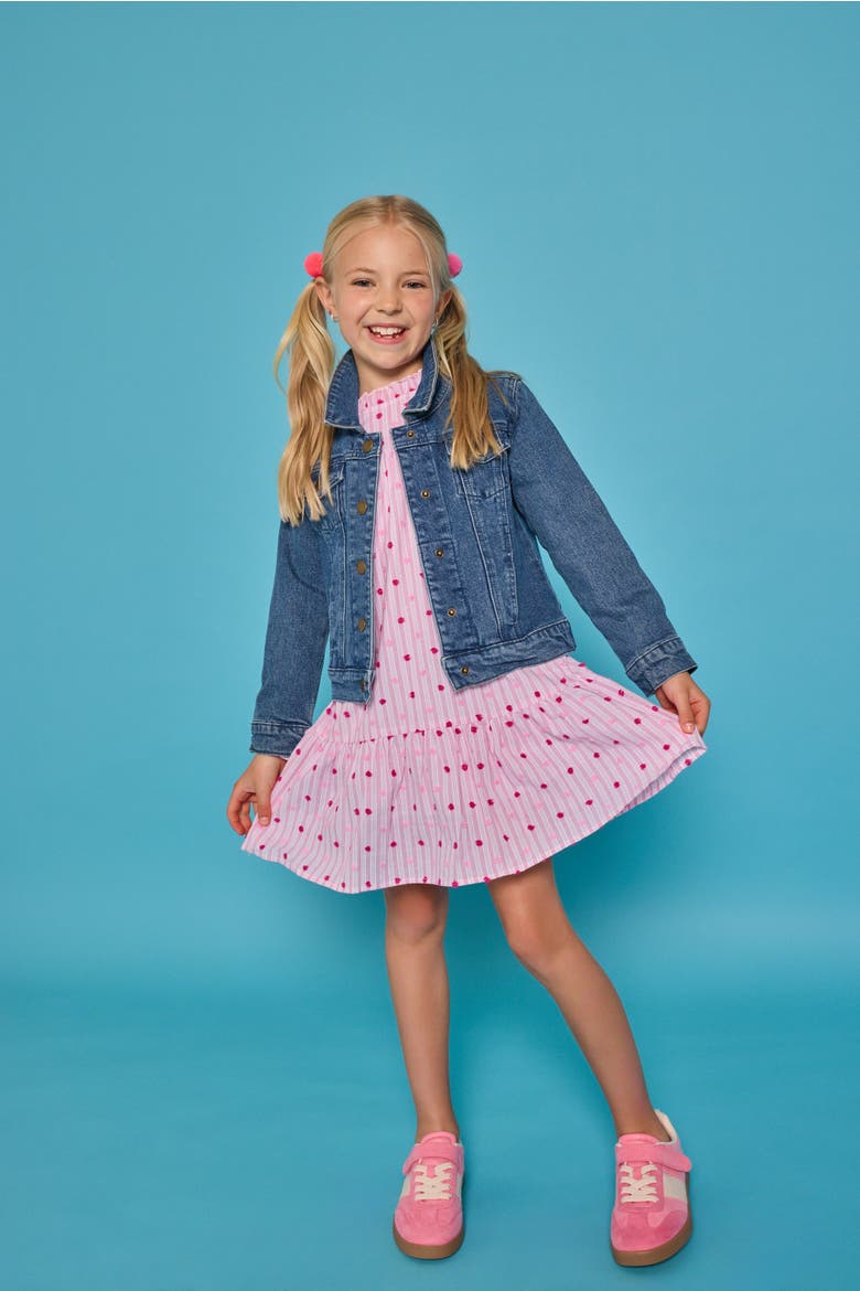 Kids' Jody Dress, Alternate, color, Magenta Clip Dot Stripe