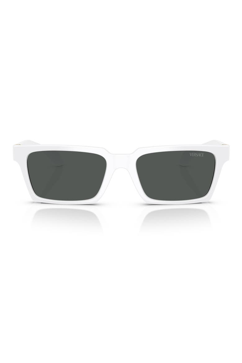 55mm Rectangular Sunglasses, Main, color, WHITE