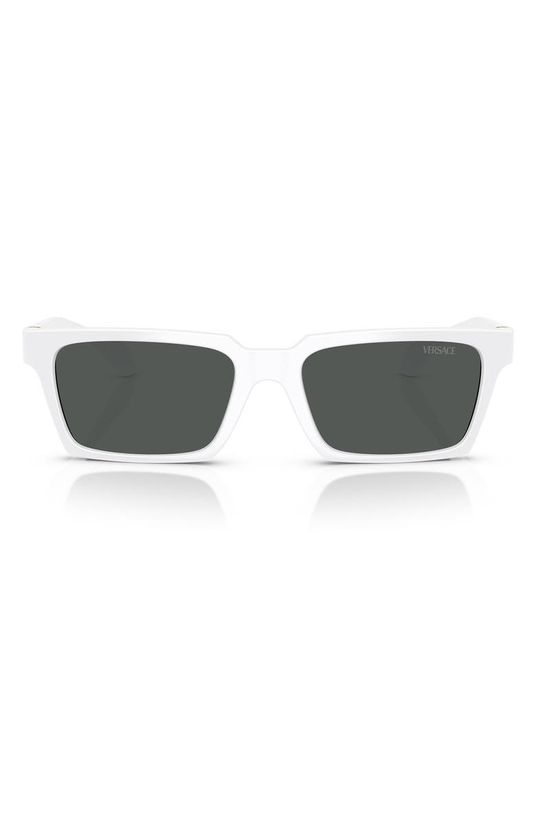 Versace 55mm Rectangular Sunglasses, Main, color, White