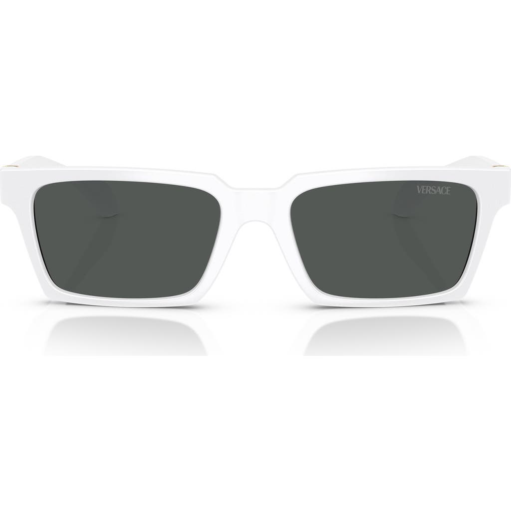 Versace 55mm Rectangular Sunglasses In White