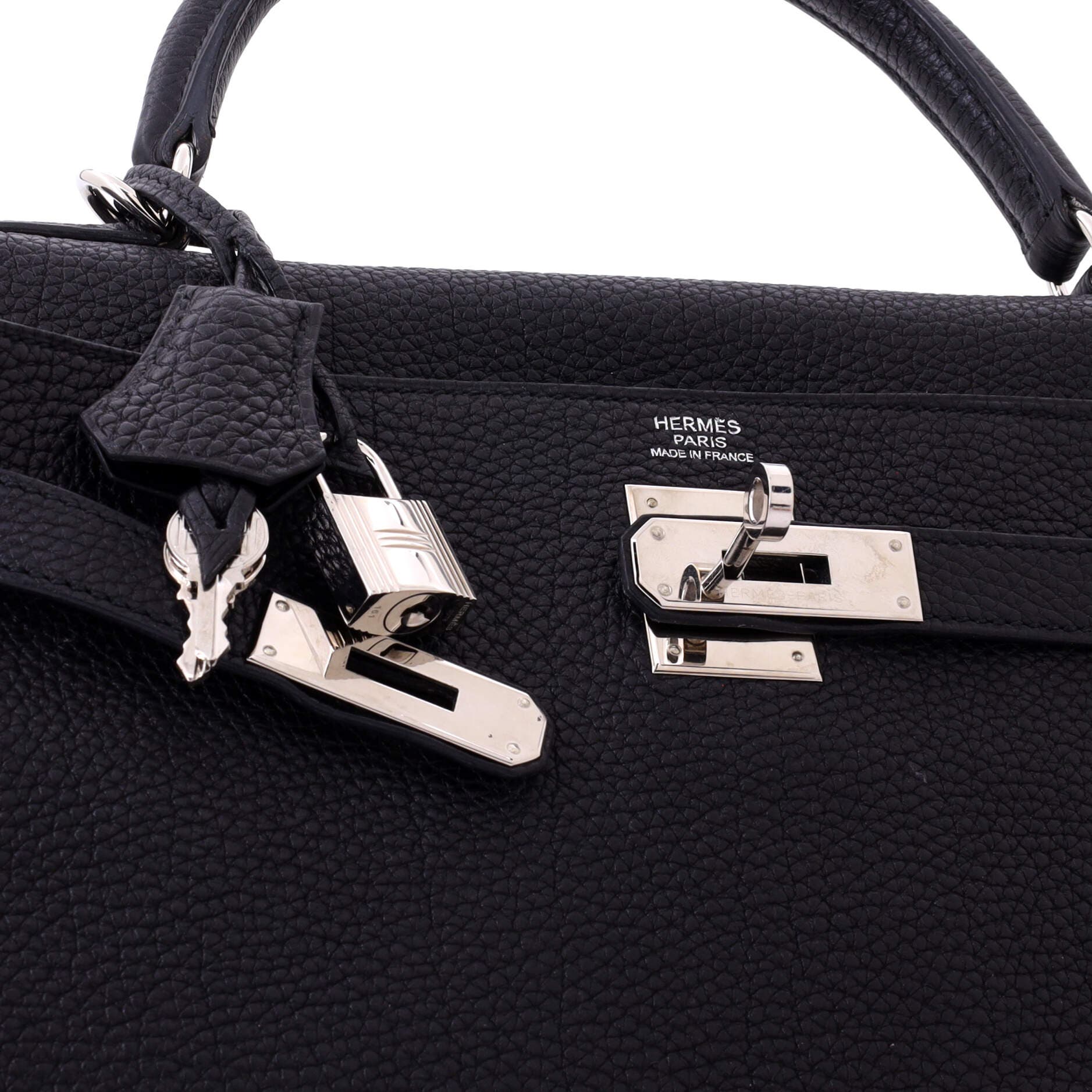 Pre-Owned Hermes Kelly Handbag Black Togo with Palladium Hardware 32, Alternate, color, Noir