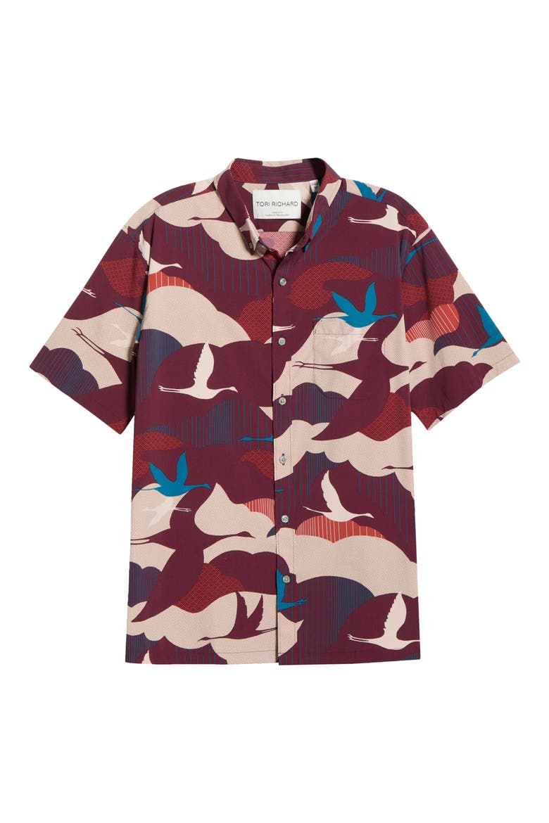 Take Flight Short Sleeve Button-Down Shirt, Alternate, color, PORT