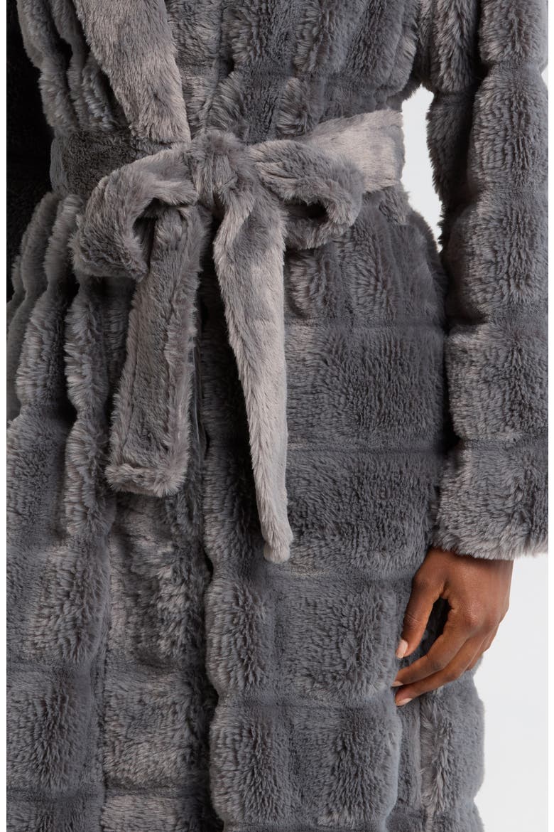 Rib Faux Fur Robe, Alternate, color, GREY PEARL