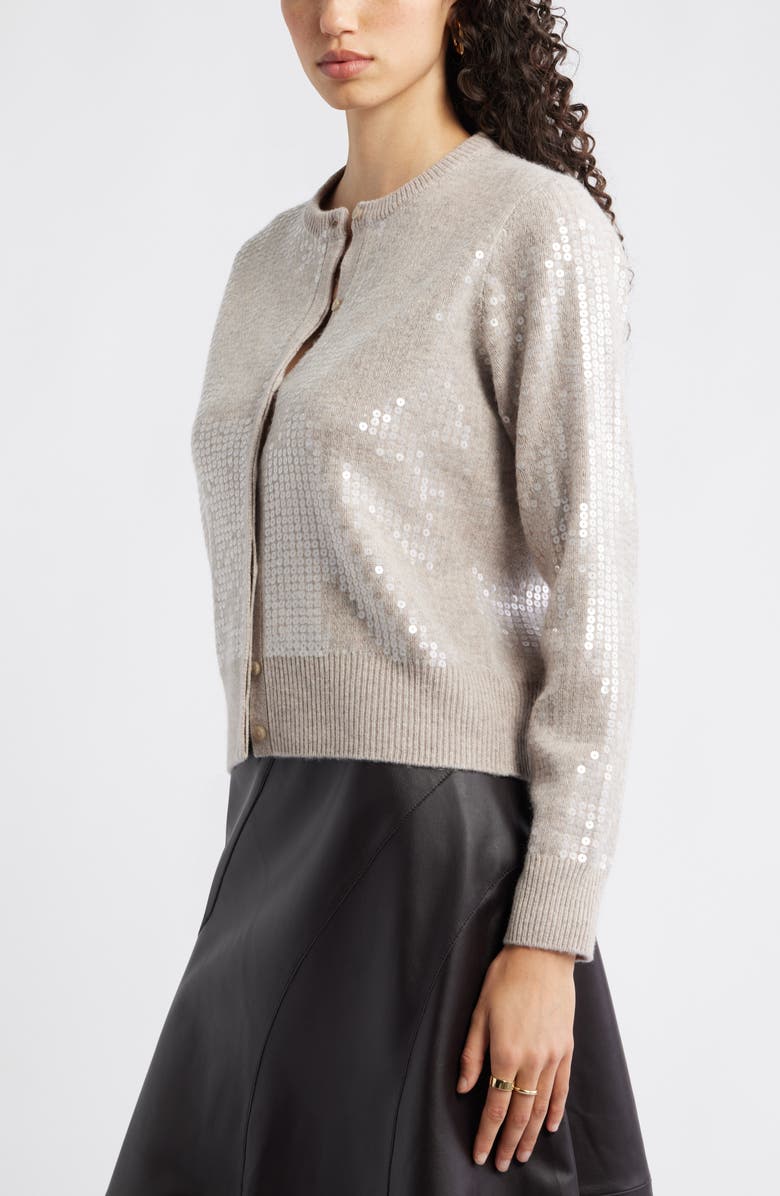 Nordstrom Sequin Wool & Cashmere Cardigan, Alternate, color, Tan Ethereal Heather Sequin