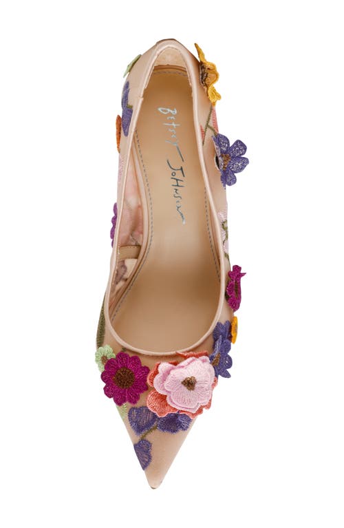 Shop Betsey Johnson Aimey Pointed Toe Pump In Beige Floral