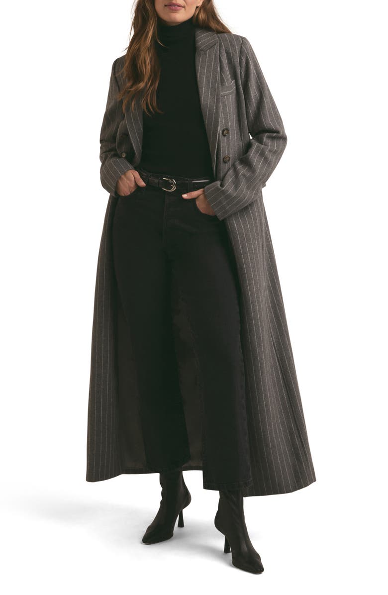 Favorite Daughter The Simon Pinstripe Double Breasted Longline Coat, Main, color, 