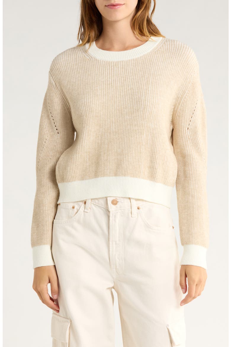 Shadow Rib Crewneck Sweater, Main, color, OATMEAL COMBO