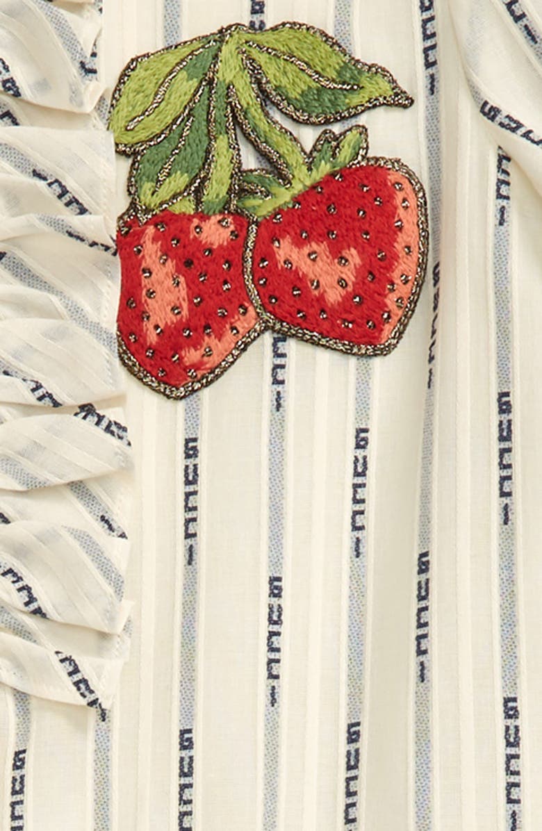 Gucci Strawberry Patch Jacquard Stripe Dress, Alternate, color, 