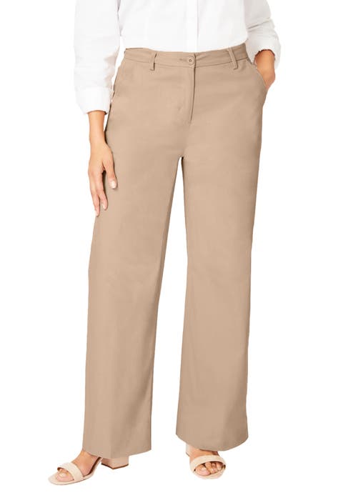Stretch Cotton Chino Wide-Leg Trouser (Plus Available)