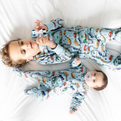 Norani Cars Print Organic Cotton Footie In Cars