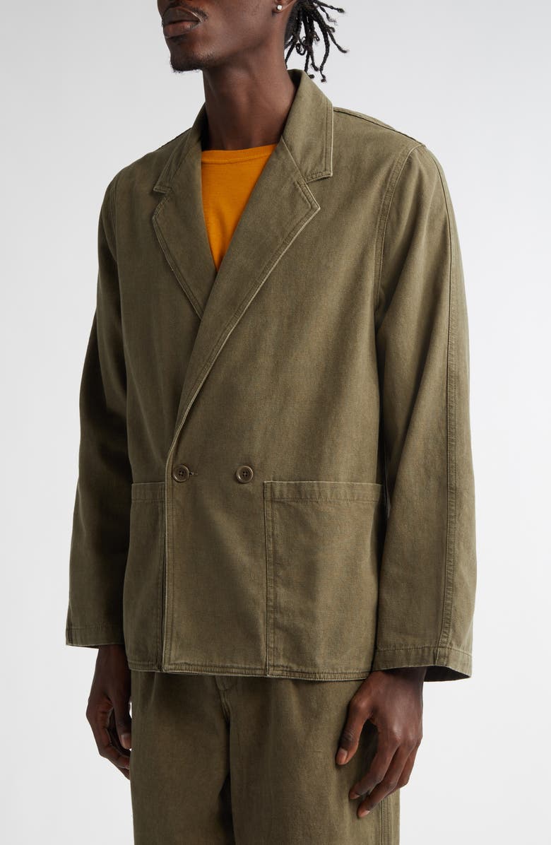 Noah Double Breasted Cotton Twill Sport Coat, Alternate, color, Dark Olive