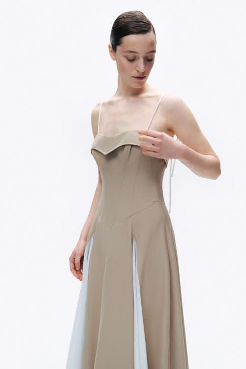Shop Nocturne Corset Look Dress In Beige