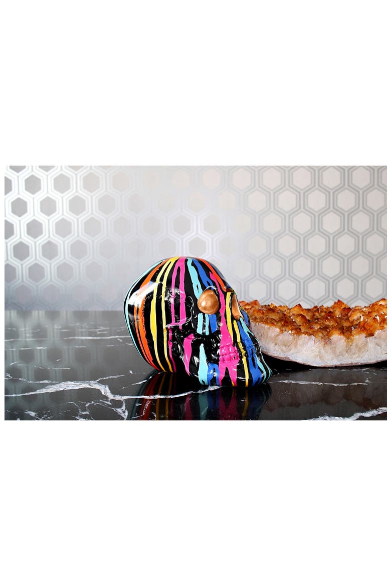 10.5-Inch Grafitti Art Skull Statue, Alternate, color, GRAFFITI/MULTI-COLOR