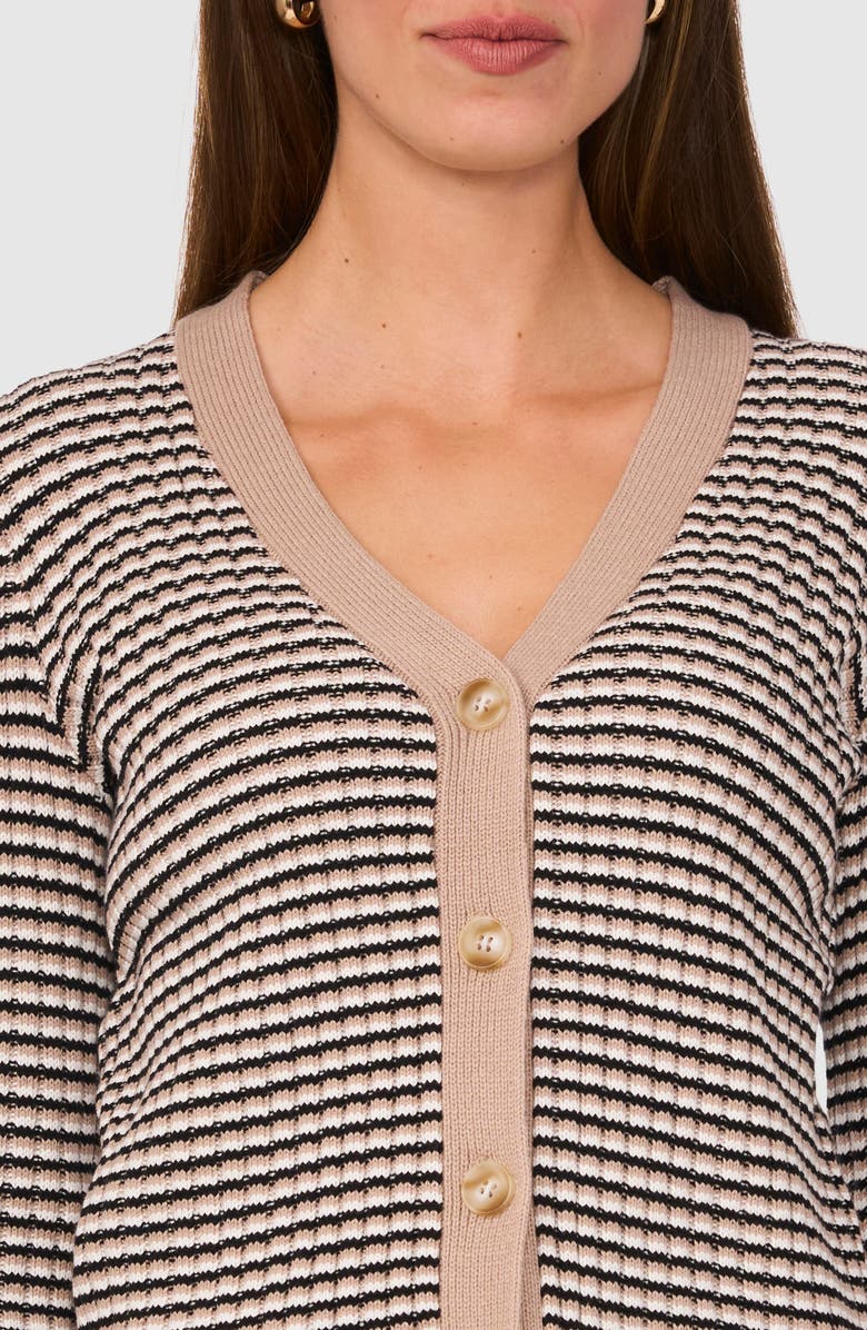 Halogen<sup>®</sup> Stripe V-Neck Cardigan, Alternate, color, Simply Taupe