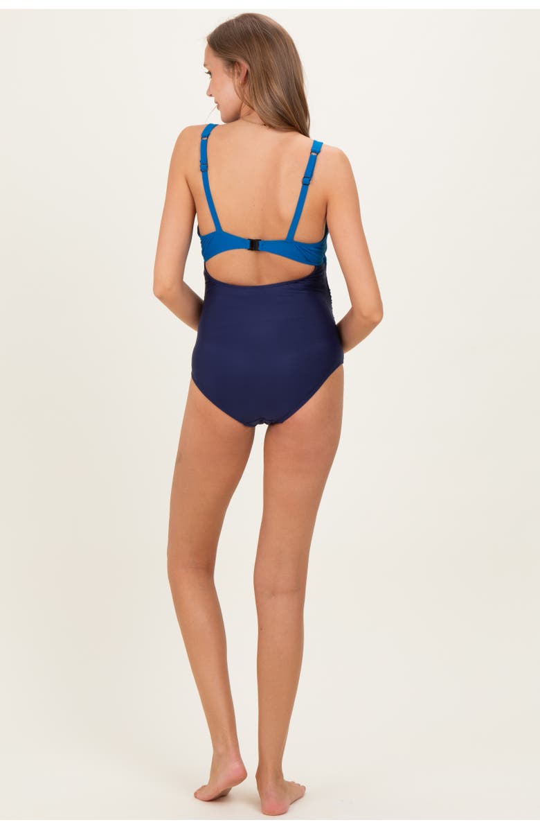 PinkBlush Striped Color Block Cutout Swimsuit, Alternate, color, Aqua