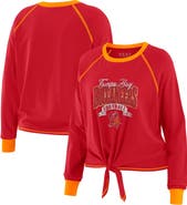 WEAR by Erin Andrews Women's WEAR by Erin Andrews Red/Orange Tampa Bay Buccaneers Tie-Front Long Sleeve Top