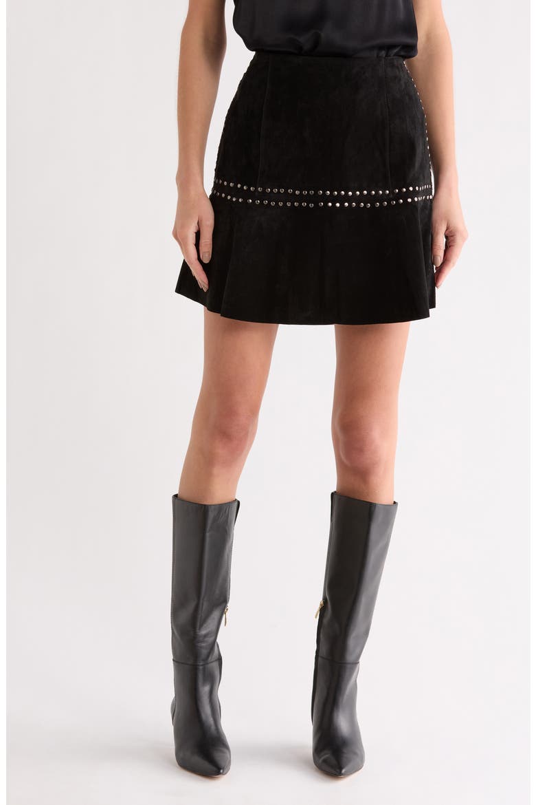 Suede Dome Skirt, Main, color, BLACK